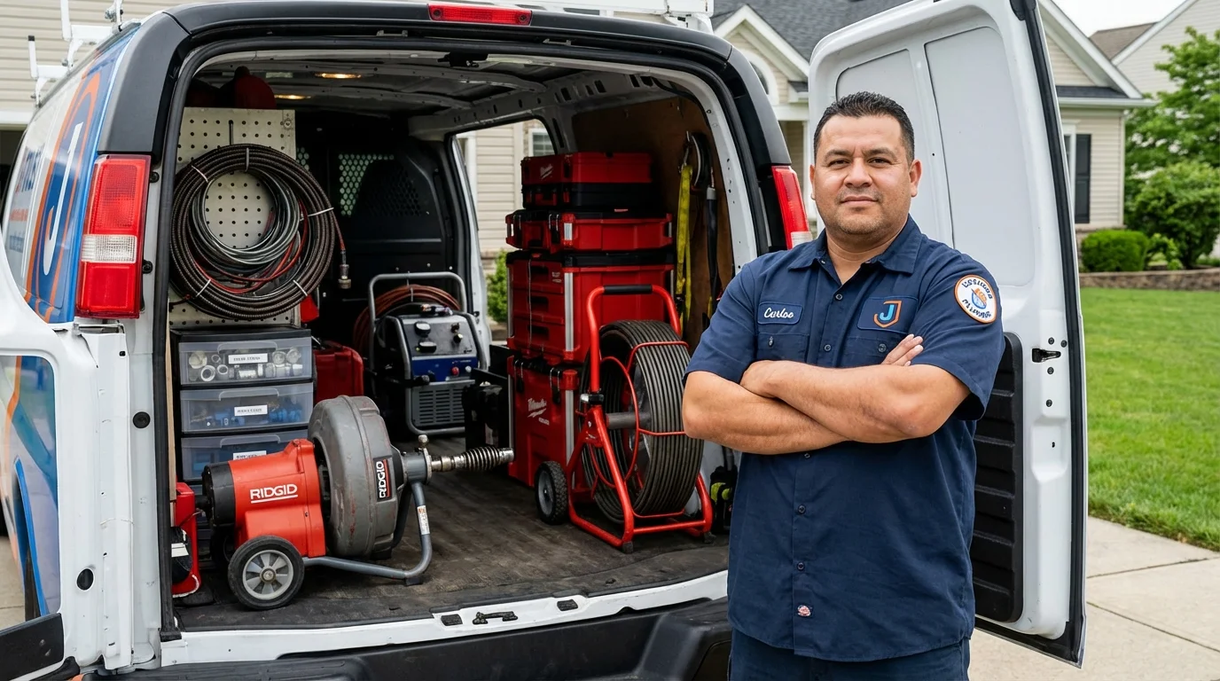 Professional drain cleaning equipment and Johns Plumbing LLC plumber in Chetopa