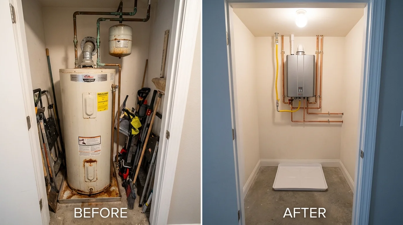 Tank water heater versus wall-mounted tankless unit comparison for Chetopa, KS homeowners