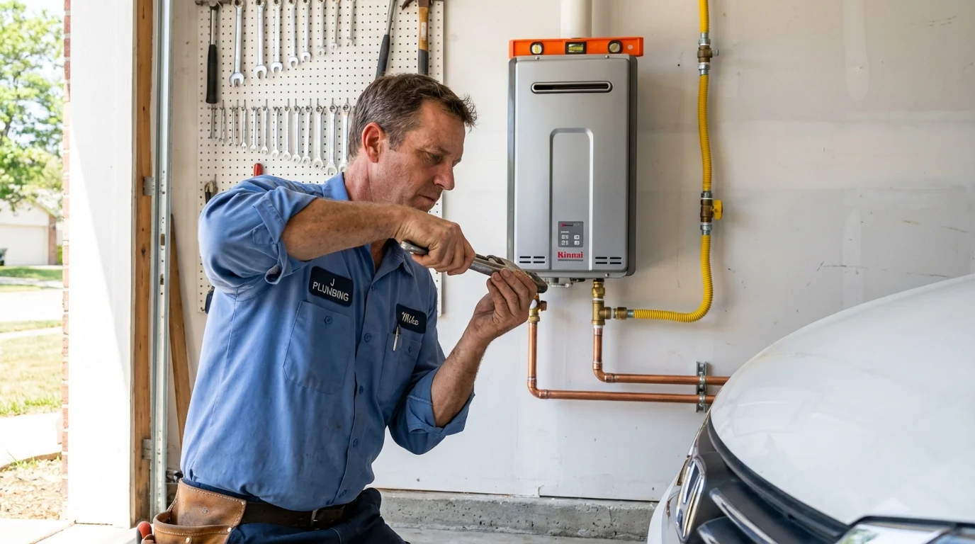 Tankless water heater installation by a Johns Plumbing LLC plumber in Chetopa